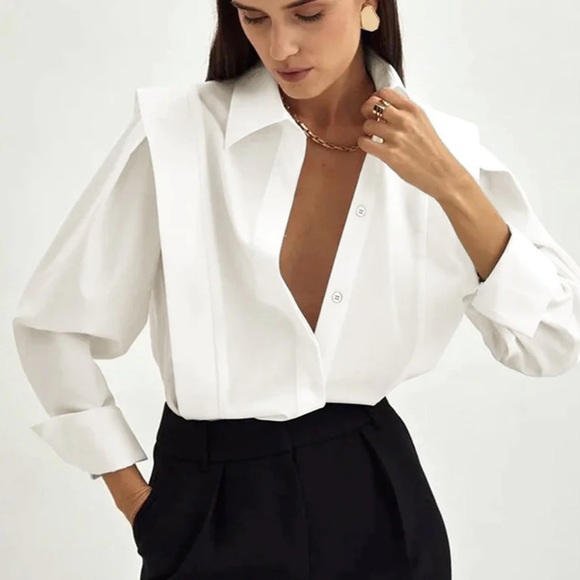 Fair and square white button down blouse - Picture 2 of 3